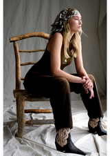 'Houndstooth Horse' Chocolate Silk Bandana