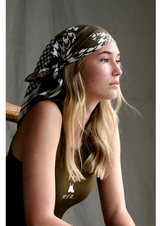 'Houndstooth Horse' Chocolate Silk Bandana