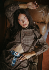Cocky Plaid Boyfriend Button-Up