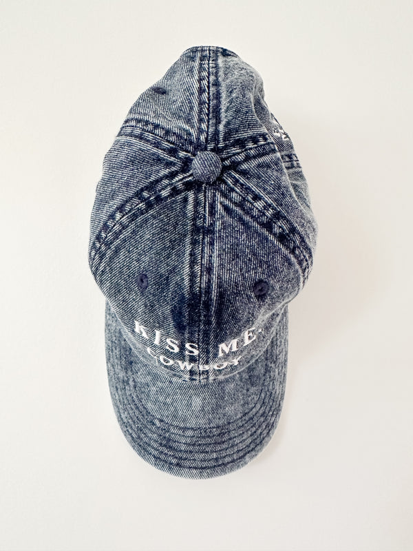 Kiss Me Cowboy Washed Denim Cap