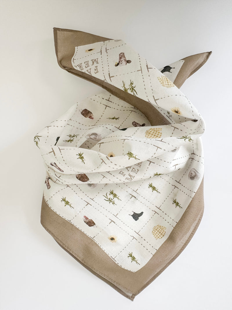 Farm Neutral Cotton Handkerchief/ Pocket Square