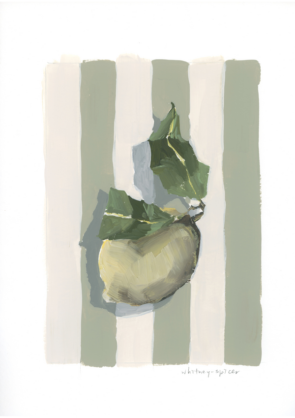 'Sage Stripe Lemon' Print