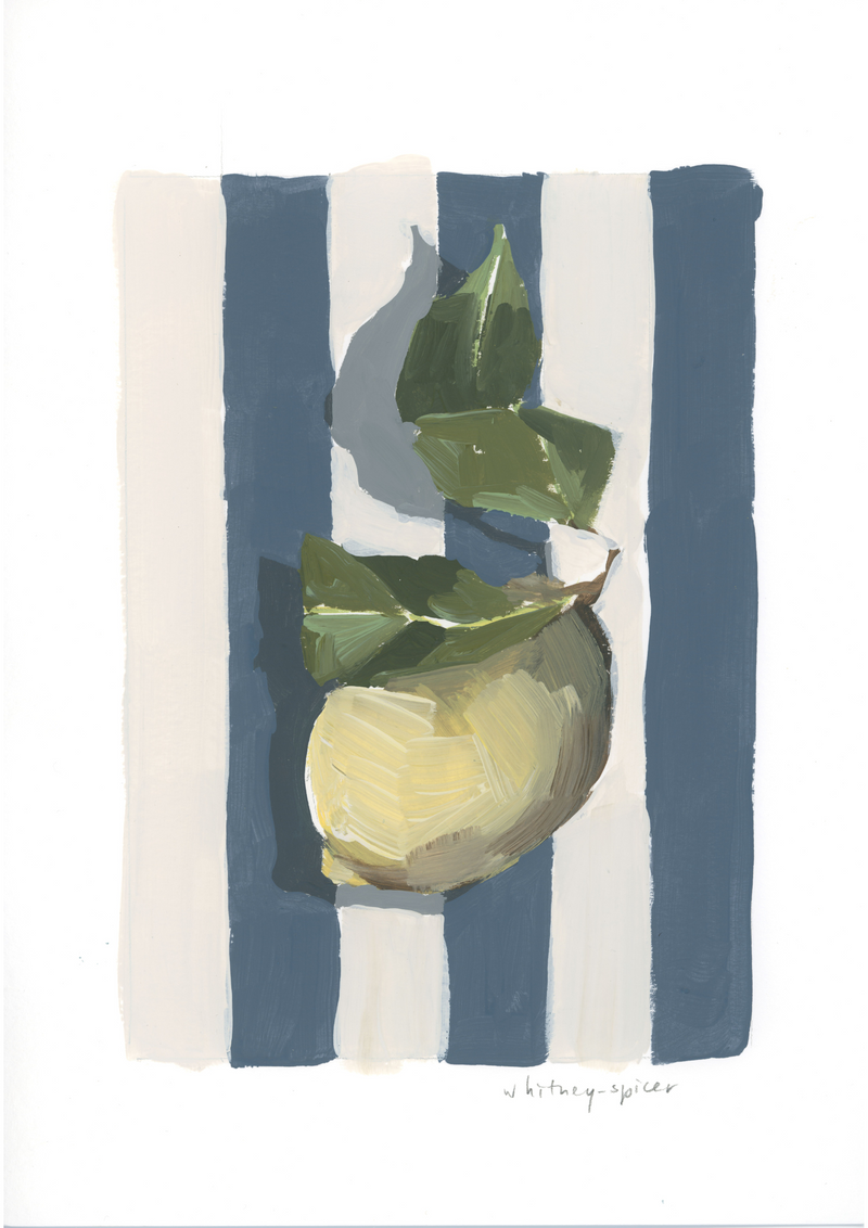 'Blue Stripe Lemon' Print