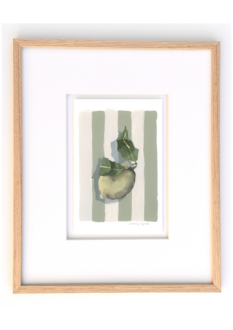 'Sage Stripe Lemon' Print