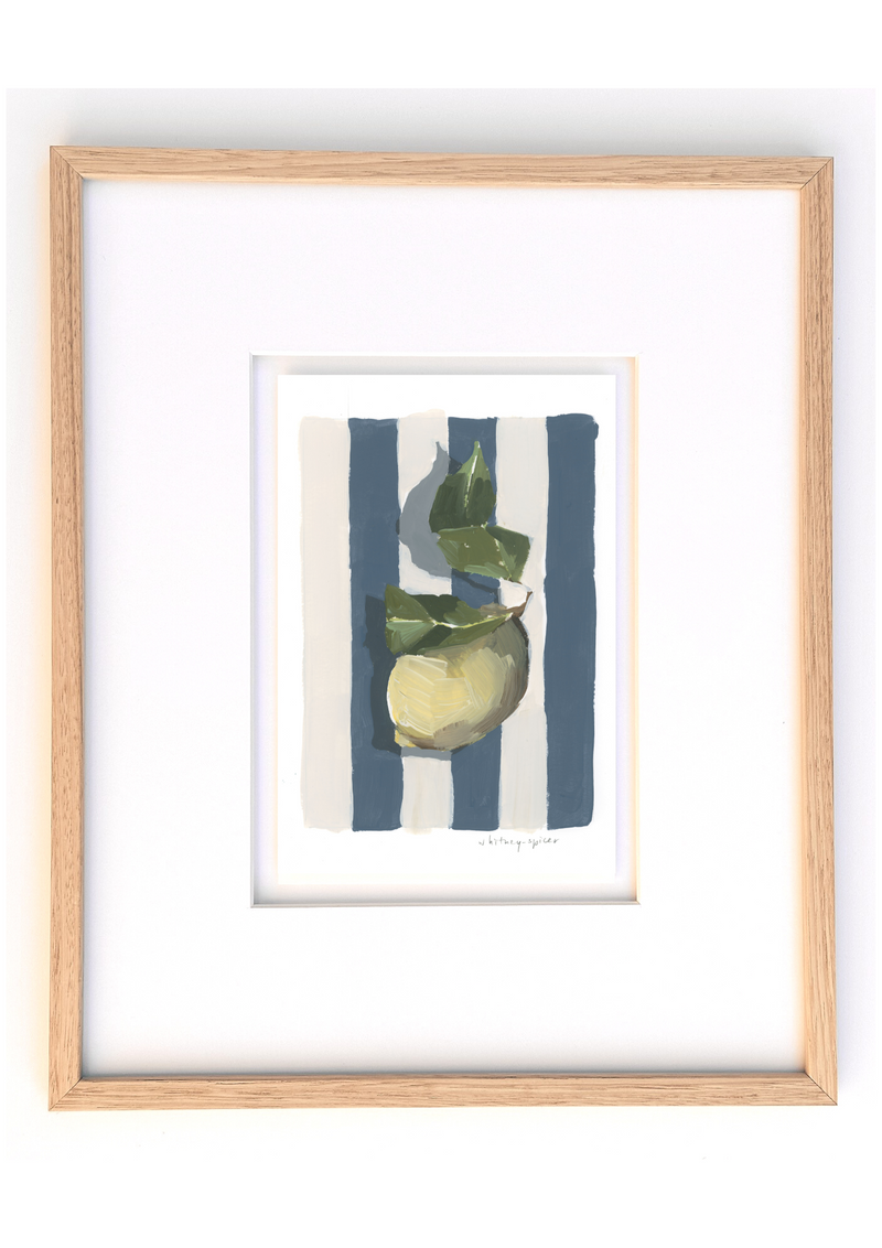 'Blue Stripe Lemon' Print