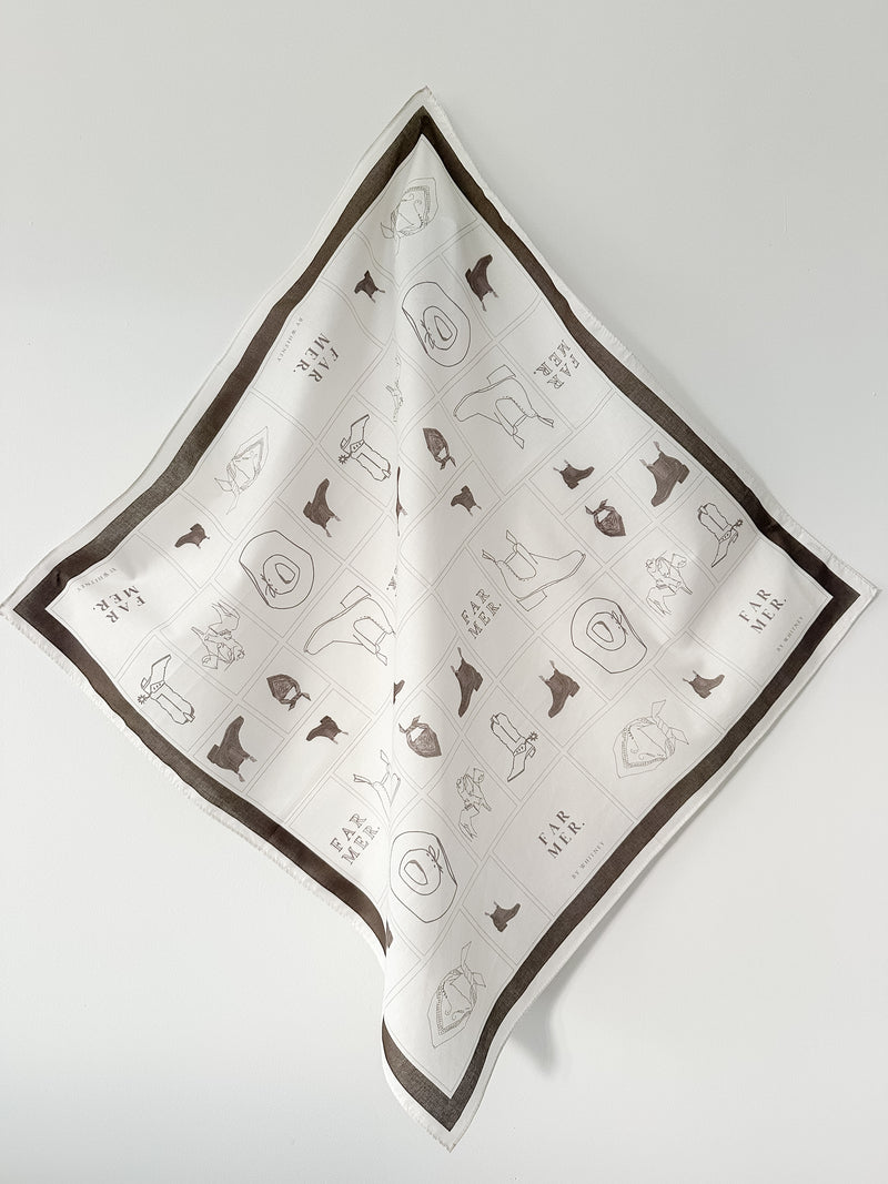 FAR MER. Ivory Boot Cotton Bandana