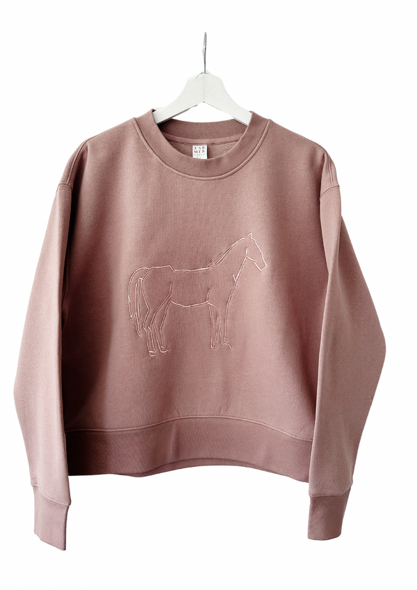 SECONDS & SAMPLES: Embroidered Horse Crew - Rose