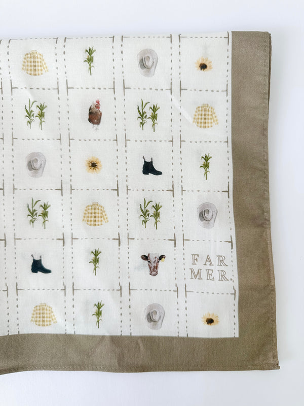 Farm Neutral Cotton Handkerchief/ Pocket Square