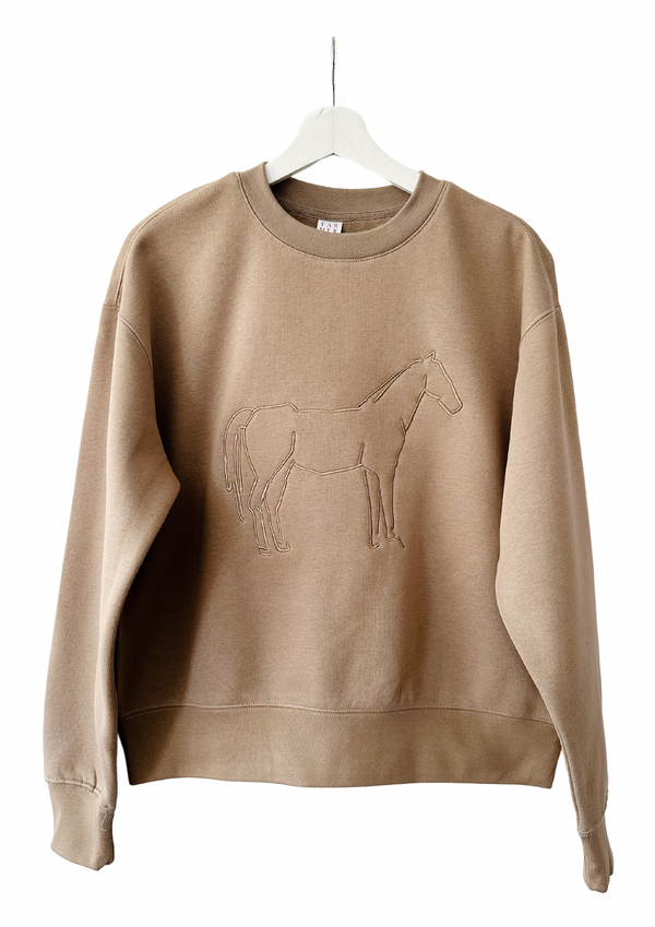 SECONDS & SAMPLES: Embroidered Horse Crew - Sand