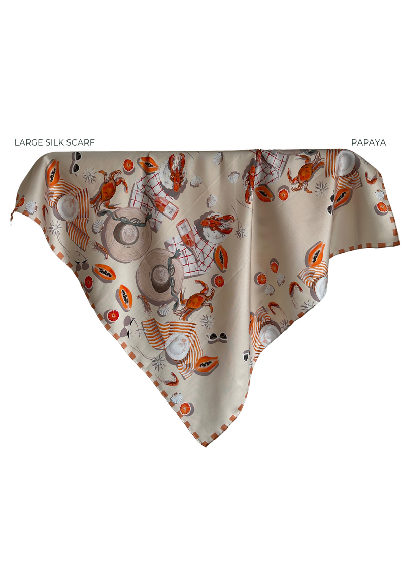 'Papaya' Large Silk Scarf