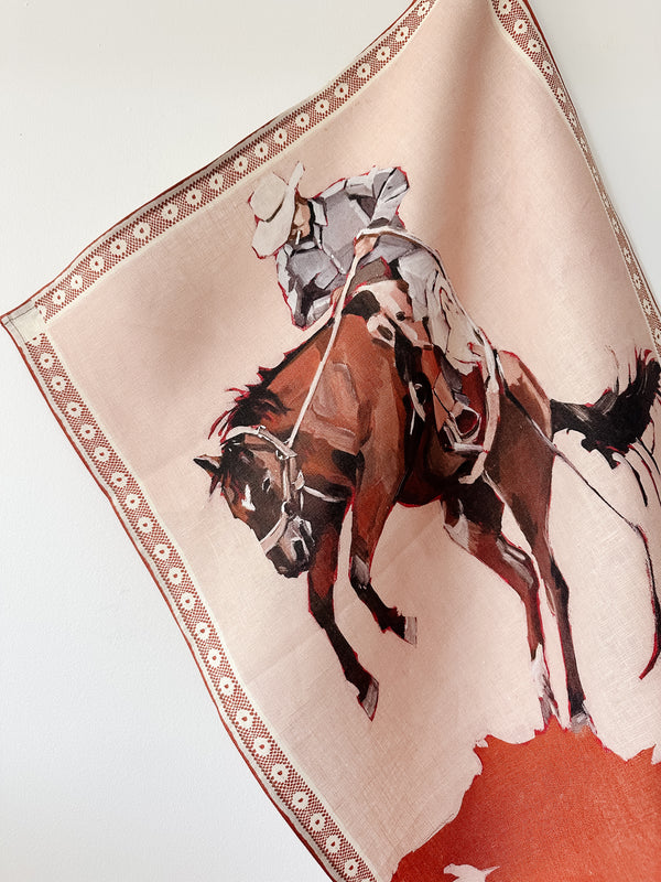 Cowboy Up Linen Tea Towel