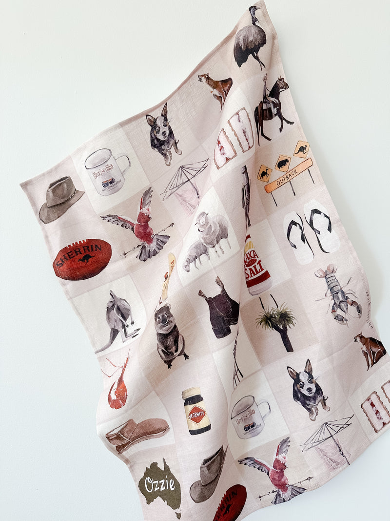 Ozzie Linen Tea Towel
