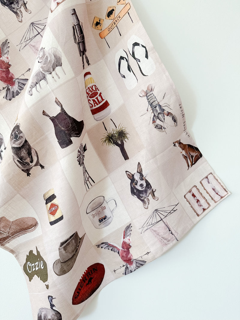 Ozzie Linen Tea Towel