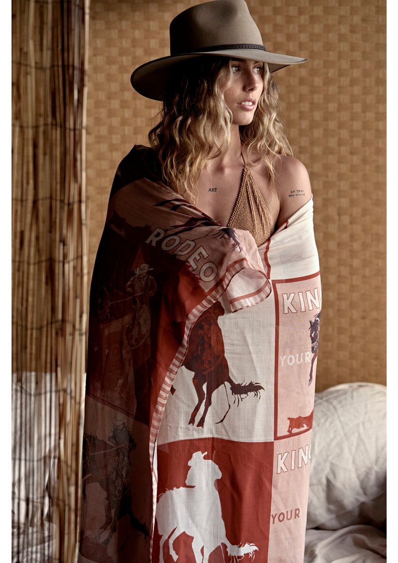 'Cowboy on Repeat' Silk Modal Sarong