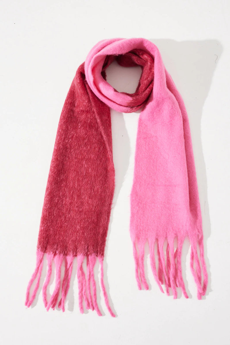 Pink Two-Tone Fluffy Scarf