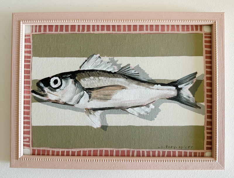 Silver on Olive Stripe Original